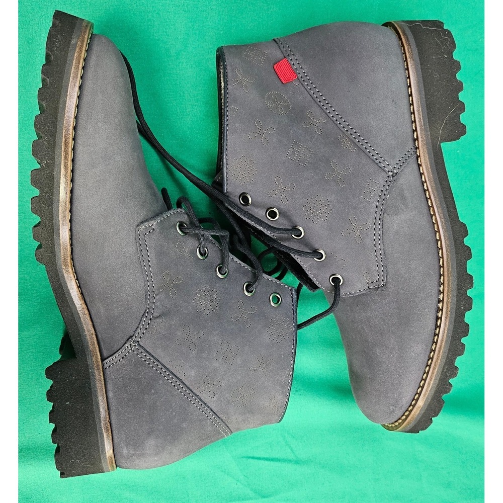 Marc Joseph New York Spring St Bootie Grey Nubuck Leather Lug Sole Boots Size 6